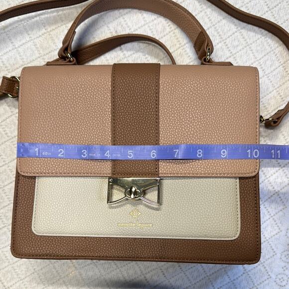 Nanette Lepore Crossbody Bag in Brown and Cream with Modern Design - Picture 14 of 16
